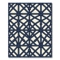 Dark Blue Knotted Rope Grid Rug