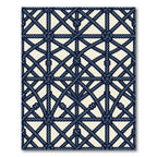 Dark Blue Knotted Rope Grid Rug