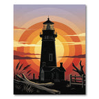Sunset Lighthouse Silhouette Gradient Horizon Rug