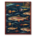 Vintage Trout Fishing Wilderness Scene Rug
