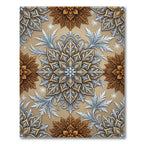 Golden Floral Medallion with Frosty Botanical Accents Rug