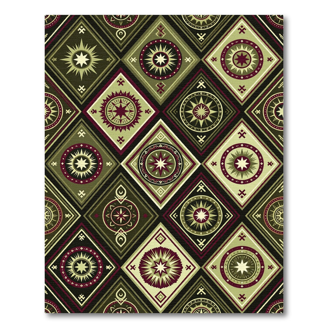 Geometric Diamond Sunburst Motif Rug
