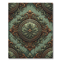 Ornate Sage Green Floral Medallion Rug