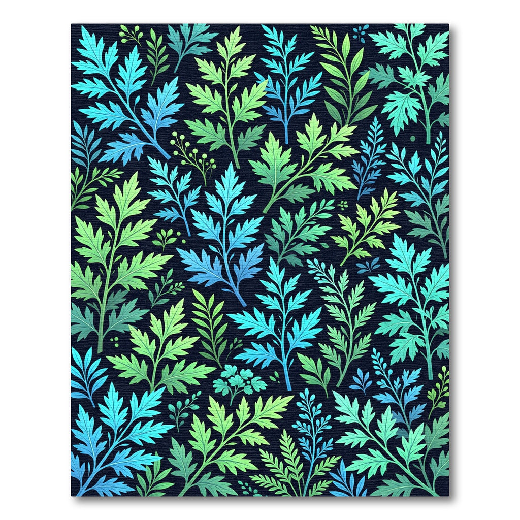 Teal Green Leafy Branch Arrangement Rug