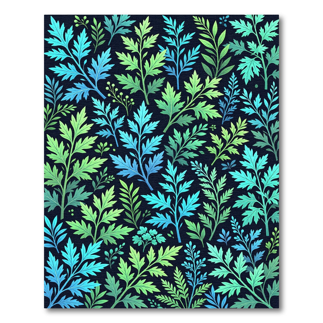 Teal Green Leafy Branch Arrangement Rug