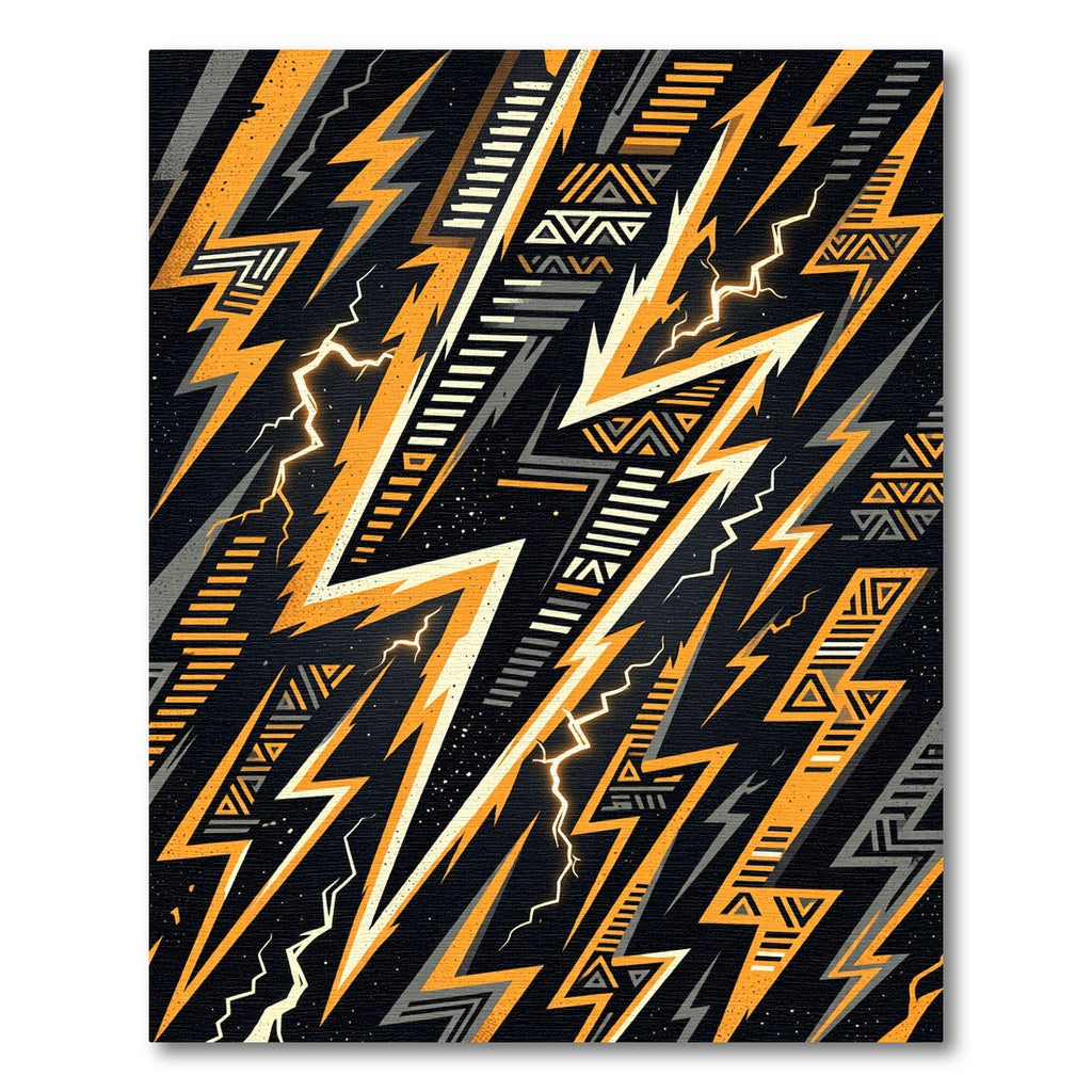 Orange Yellow Lightning Geometric Abstract Rug