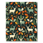 Forest Deer Oak Leaf Autumn Meadow Rug