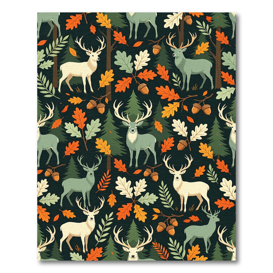Forest Deer Oak Leaf Autumn Meadow Rug