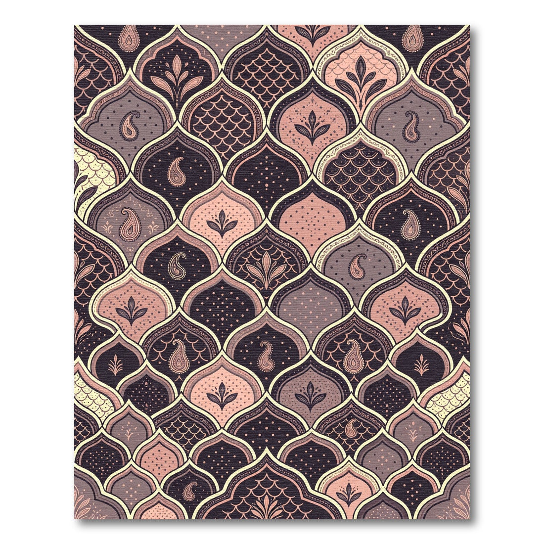 Mauve Paisley Arches Medallion Rug