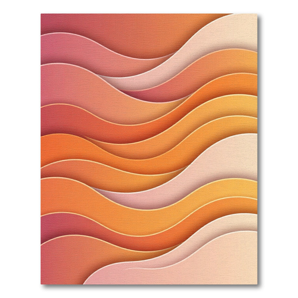 Abstract Sunset Layered Wave Rug