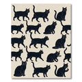 Whimsical Black Cat Silhouette Illustrated Rug