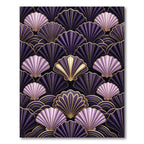 Plum Gold Art Deco Fan Shell Rug