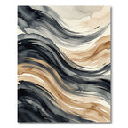 Fluid Abstract Charcoal and Umber Wave Rug