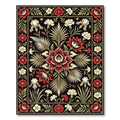 Deep Red Floral Botanical Garden Rug