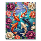 Vibrant Koi Fish Peony Garden Art Rug