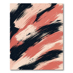 Modern Black Salmon Abstract Brush Stroke Rug