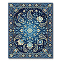 Elegant Blue Paisley Floral Ornament Rug