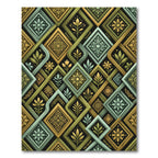 Golden Sage Diamond Floral Overlay Rug