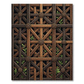 Rustic Wood Lattice Floral Accent Rug