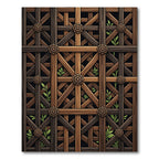 Rustic Wood Lattice Floral Accent Rug