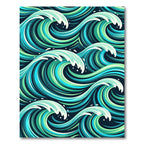 Oceanic Teal Swirling Waves Rug