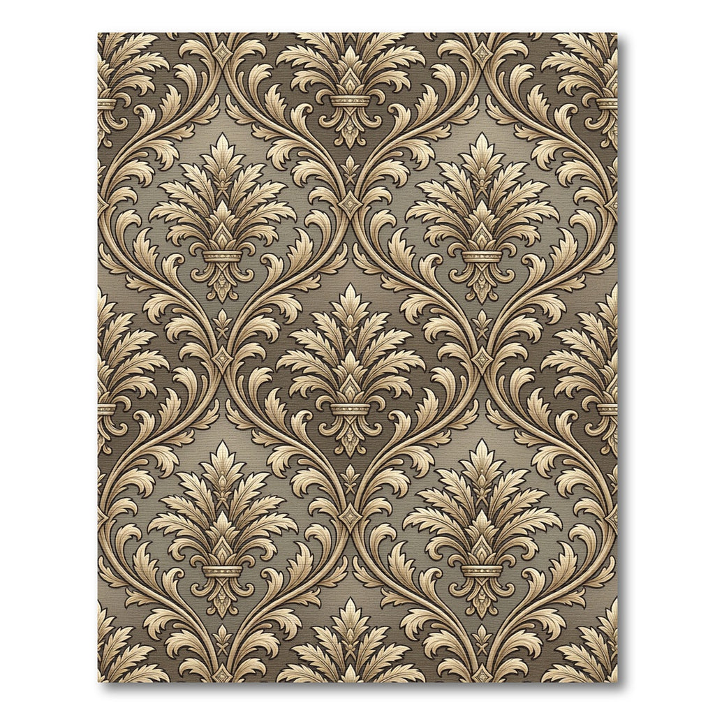 Ornate Gold Leaf Scrollwork Rug
