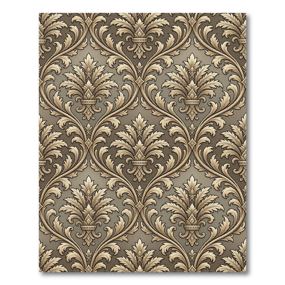 Ornate Gold Leaf Scrollwork Rug