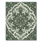 Elegant Sage Green Acanthus Medallion Rug