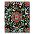 Vibrant Crimson Floral Medallion Cloud Art Rug
