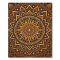 Golden Amber Geometric Sunburst Mandala Rug
