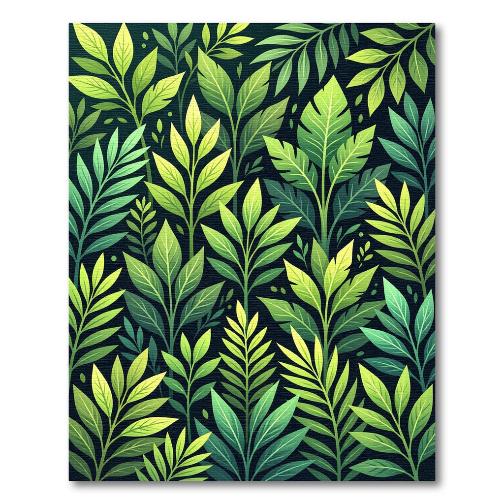 Lush Green Leaf Botanical Panorama Rug