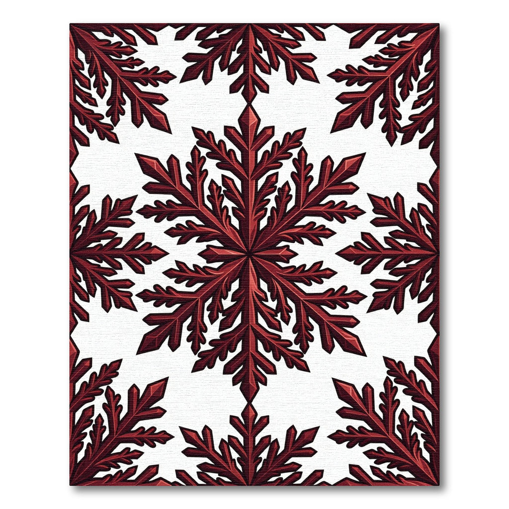 Dark Red Crystal Snowflake Fragment Rug