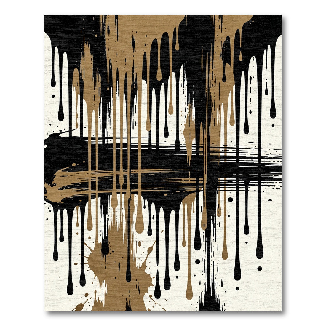 Black and Gold Abstract Ink Drip Rug