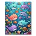 Vibrant Whale Dolphin Sea Turtle Watercolor Rug