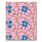 Blue Floral Vines on Pink Background Rug