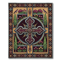 Ornate Burgundy Cross Floral Garden Rug