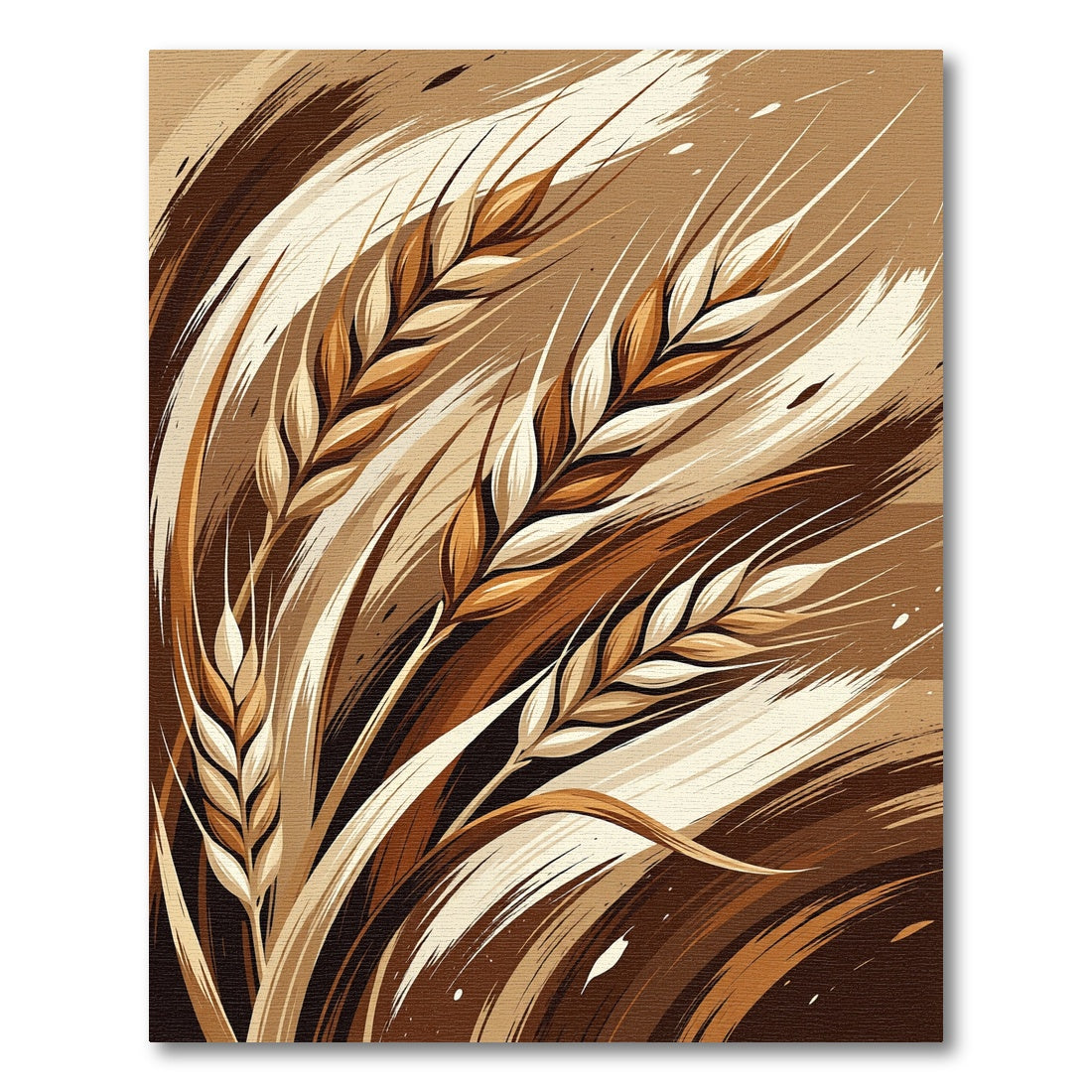 Earthy Wheat Ears Brushstrokes Rug