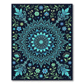 Teal Blue Floral Mandala Art Rug