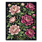 Elegant Pink Peony Floral Vine Rug