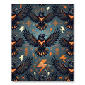 Bold Black Raven Orange Lightning Rug