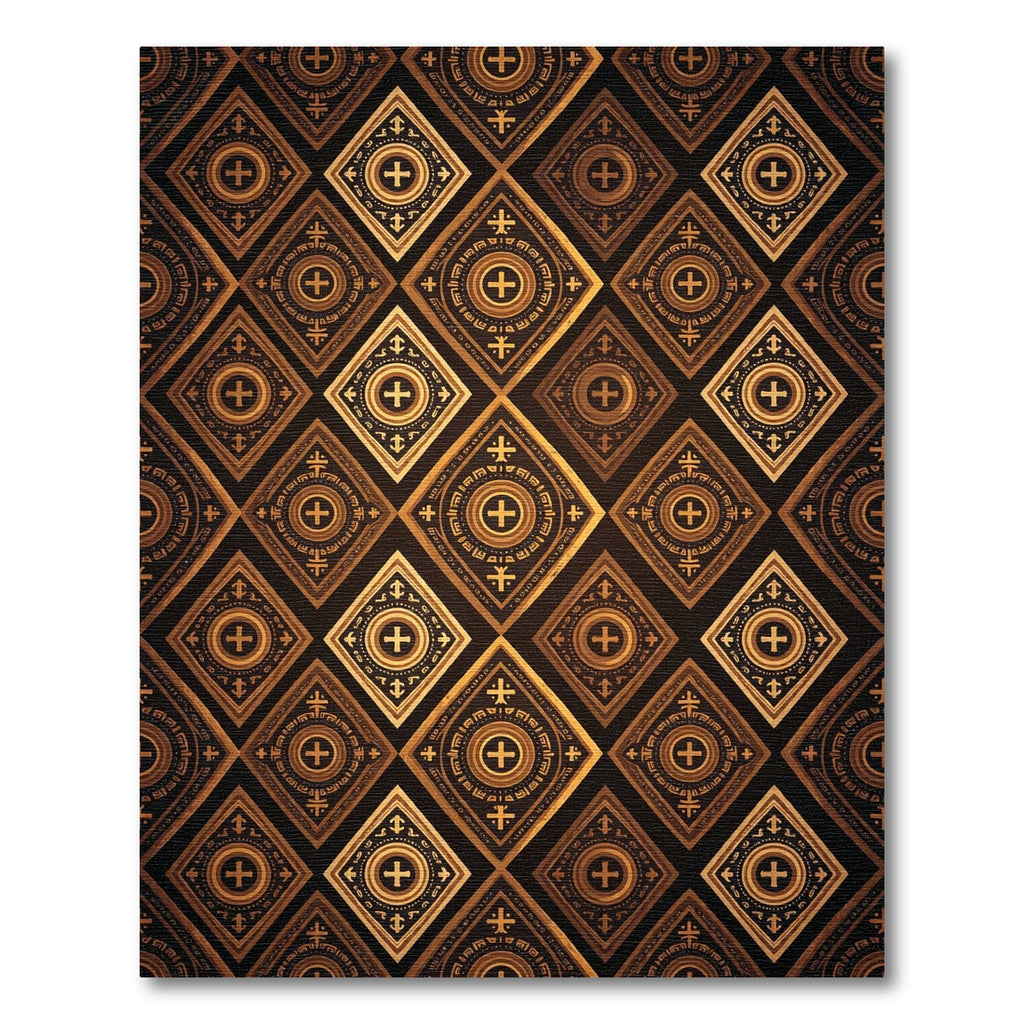 Gilded Cross Diamond Lattice Gold Rug
