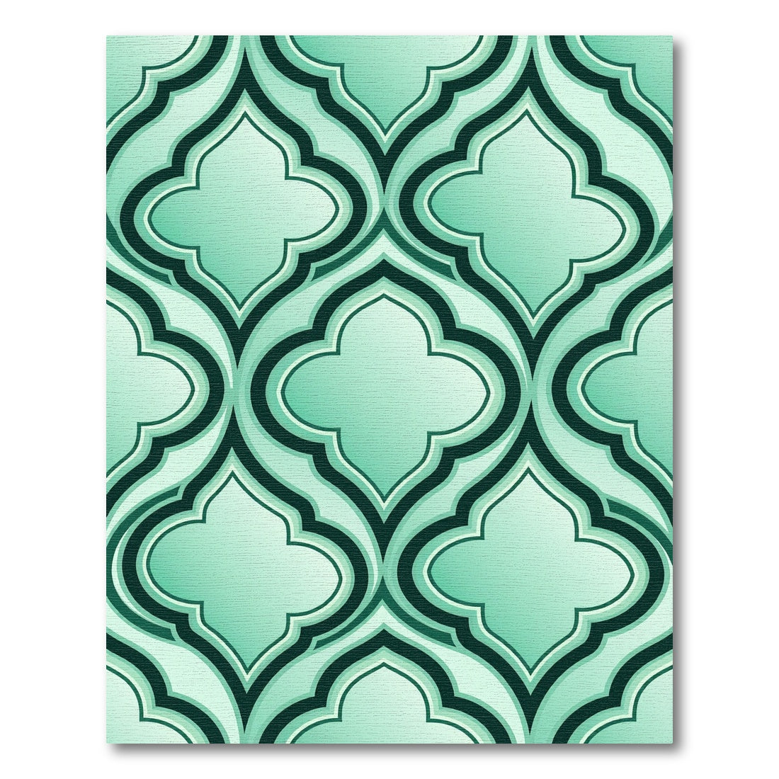 Elegant Mint Quatrefoil Geometric Trellis Rug