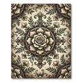 Elegant Beige Rose Floral Medallion Rug