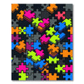 Vibrant Neon Interlocking Puzzle Art Rug