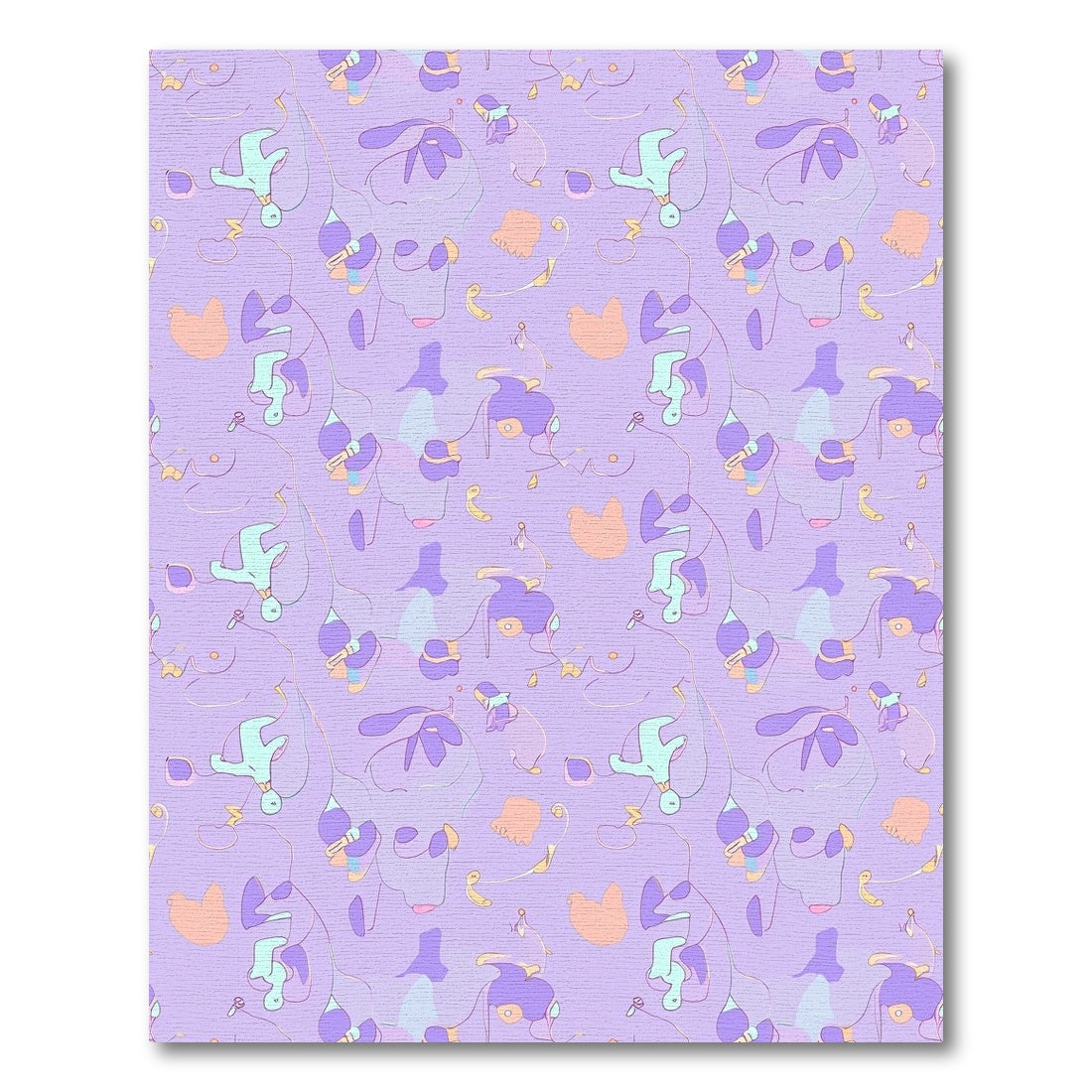 Pastel Lavender Abstract Botanical Branches Rug