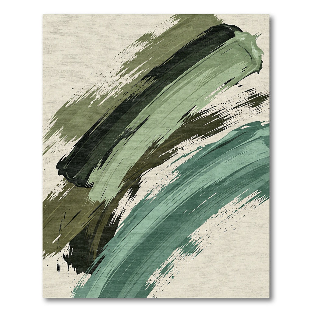 Abstract Sage and Dark Olive Strokes Rug