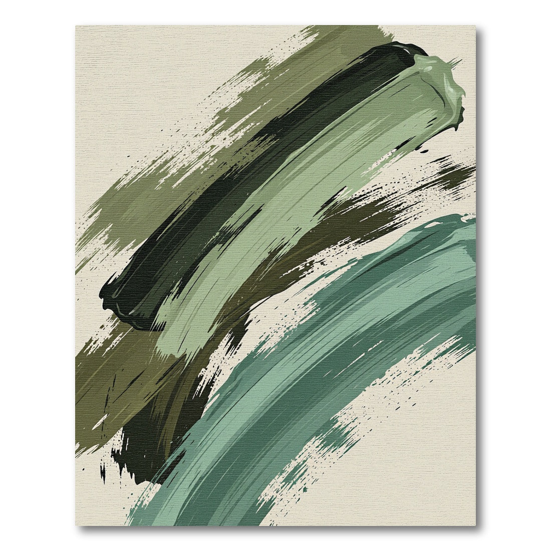 Abstract Sage and Dark Olive Strokes Rug