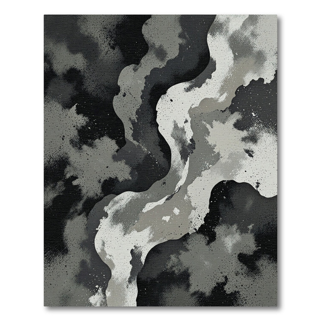 Abstract Monochrome Swirls Graphite Ink Rug