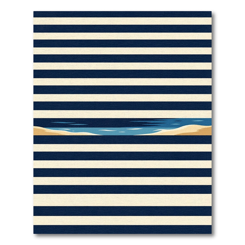Naval Striped Shoreline Horizon Area Rug