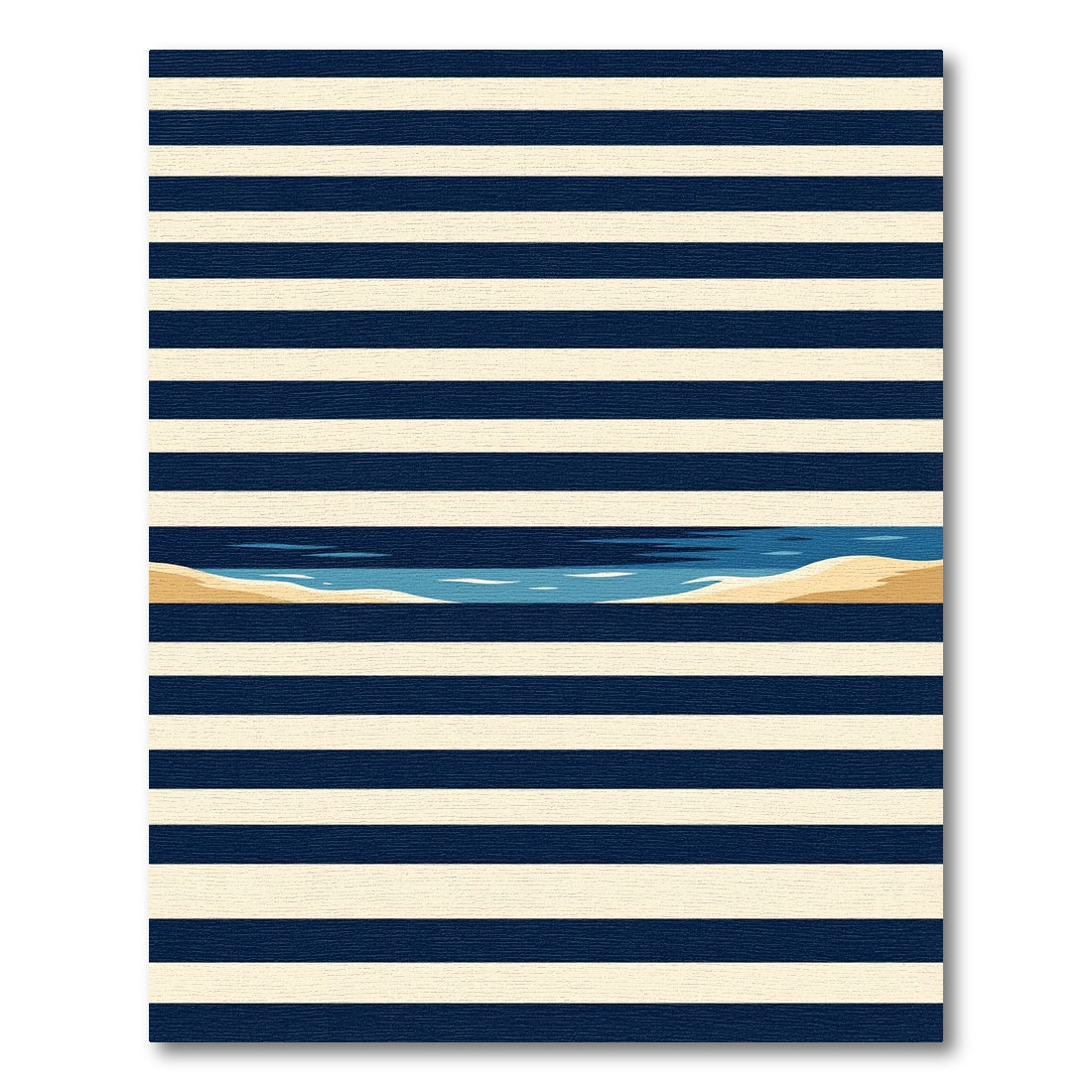 Naval Striped Shoreline Horizon Area Rug